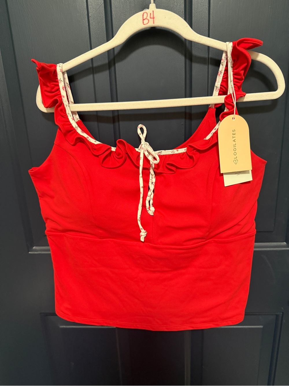 Blogilates Red Ruffle Tank Top